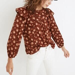 Madewell Ladder-Trim Ruffle Top in Homestead Bouquet Size Small